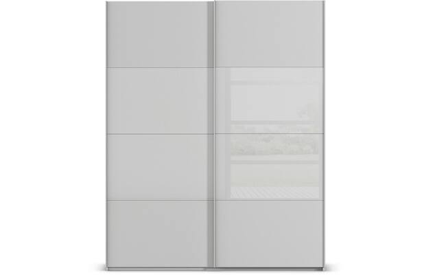 Goossens kledingkast finca combi glans mat glas grijs hoogwaardig meubelplaat - 8244393-{merk}-finca-combi-sts-grijs-schuifdeuren-01